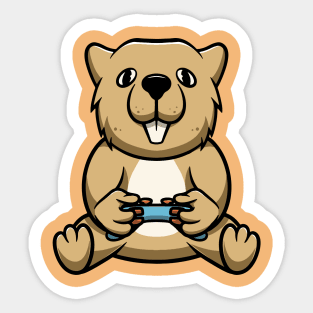 Cute otter playing game Sticker